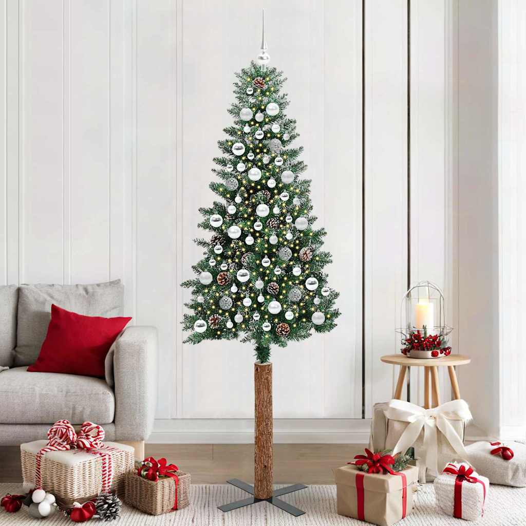Sapin de Noël mince avec 300 LED Vert et blanc 210 cm - XIOS