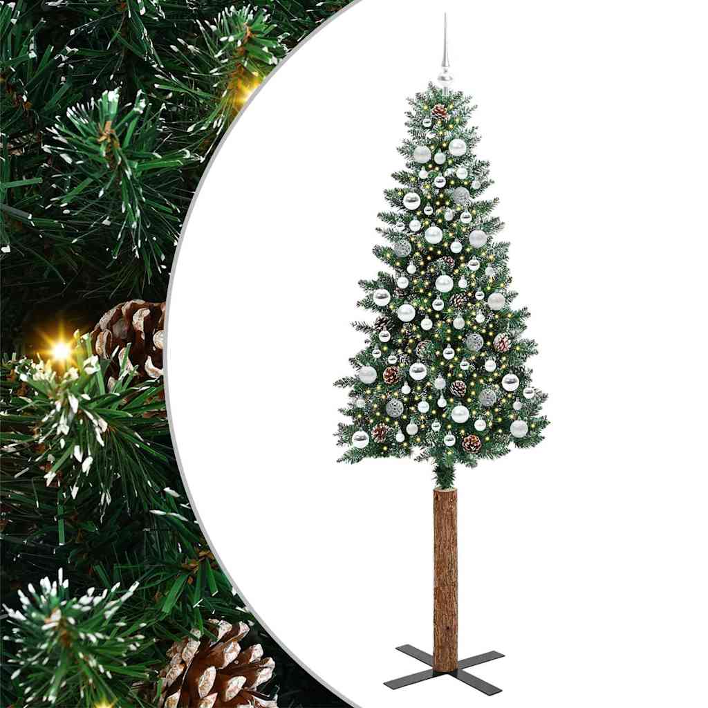Sapin de Noël mince avec 300 LED Vert et blanc 210 cm - XIOS