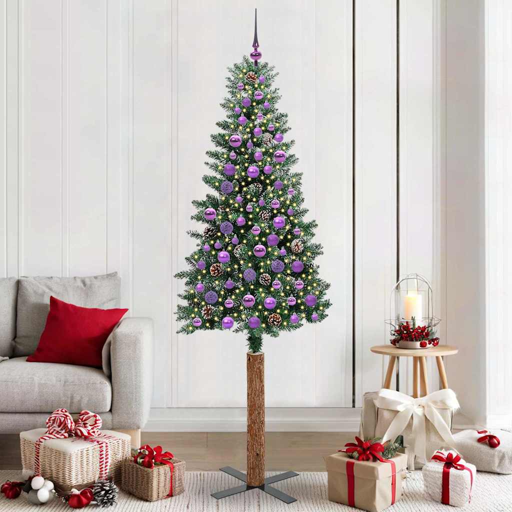 Sapin de Noël mince avec 300 LED Vert et blanc 210 cm - XIOS
