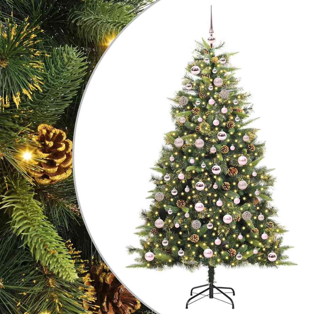 Sapin de Noël artificiel avec branches pliables et cônes 180 cm