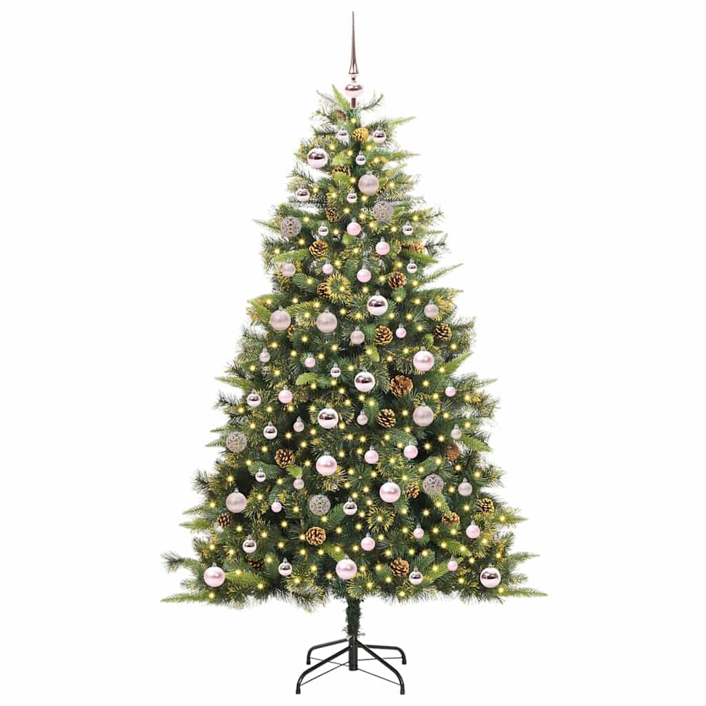 Sapin de Noël artificiel avec branches pliables et cônes 180 cm