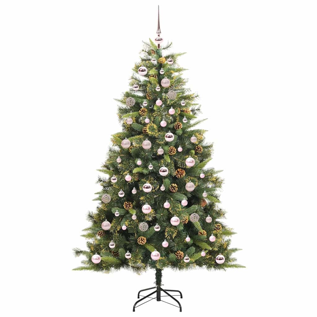 Sapin de Noël artificiel avec branches pliables et cônes 180 cm