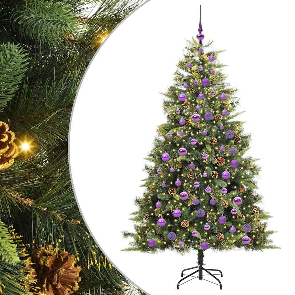Sapin de Noël artificiel avec branches pliables et cônes 180 cm