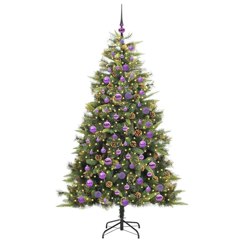 Sapin de Noël artificiel avec branches pliables et cônes 180 cm