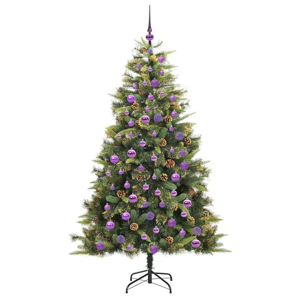Sapin de Noël artificiel avec branches pliables et cônes 180 cm