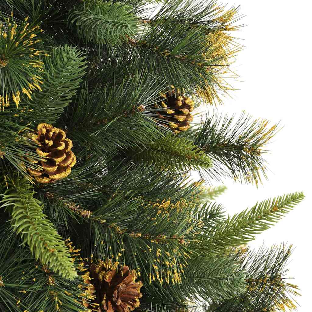 Sapin de Noël artificiel avec branches pliables et cônes 210 cm