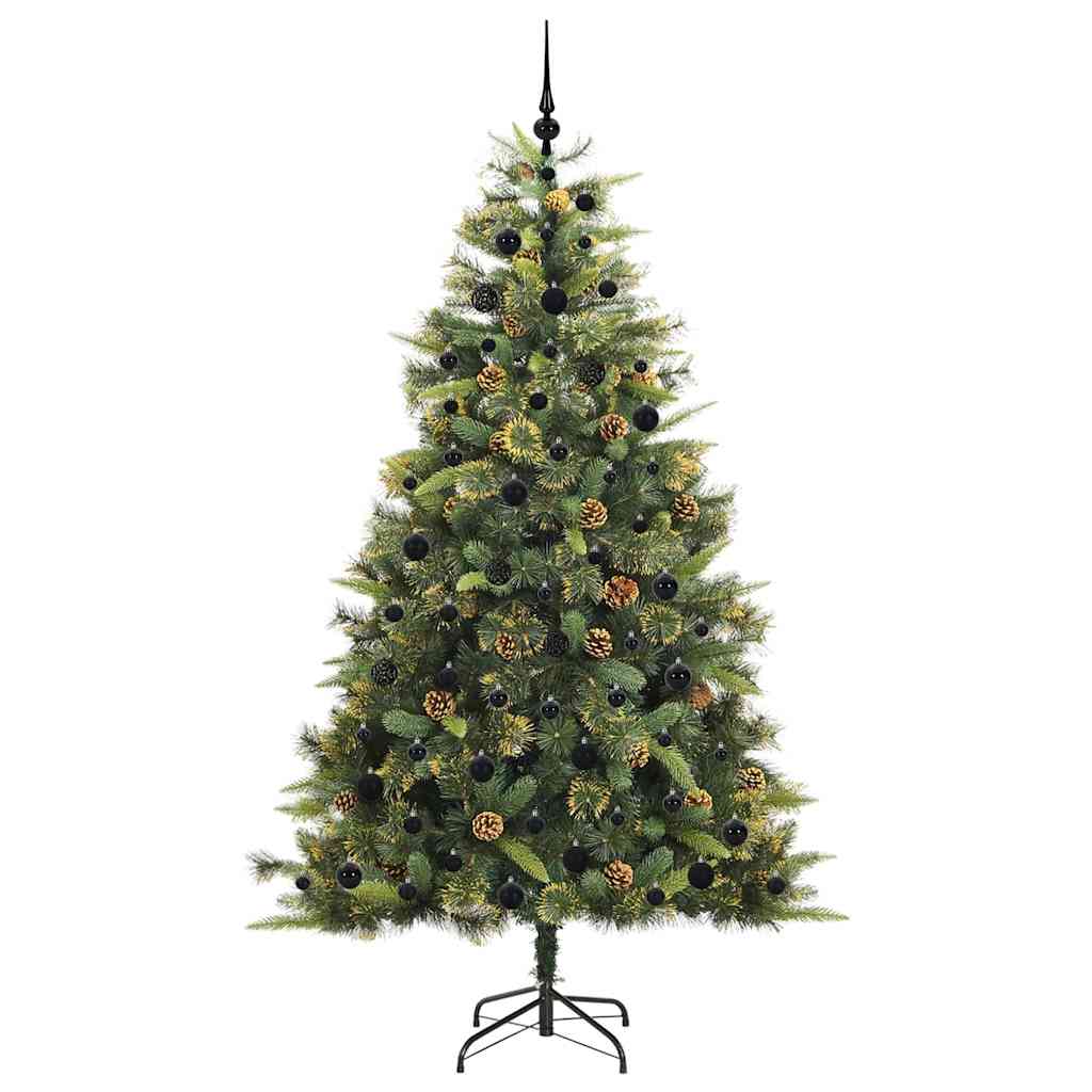Sapin de Noël artificiel avec branches pliables et cônes 210 cm