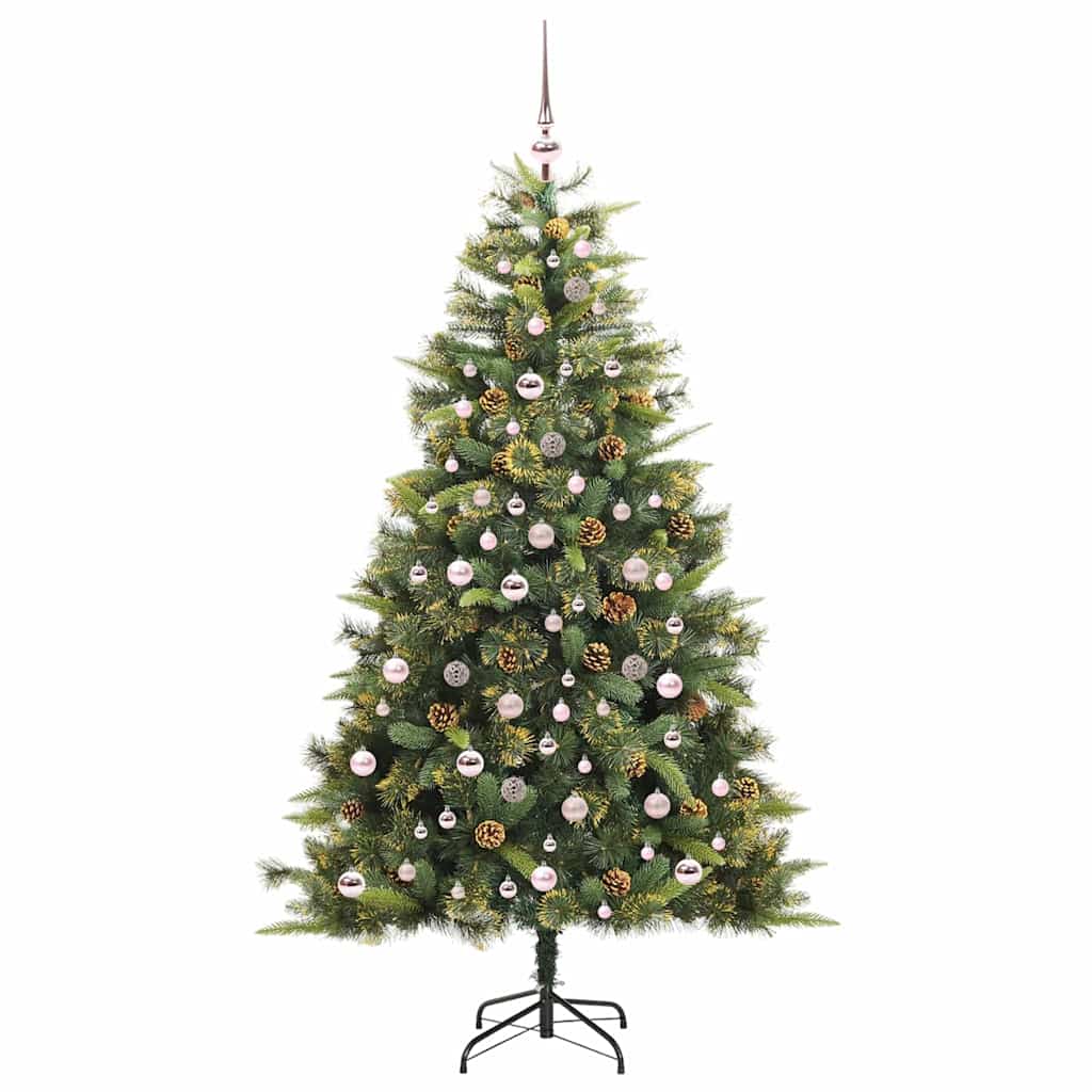 Sapin de Noël artificiel avec branches pliables et cônes 210 cm