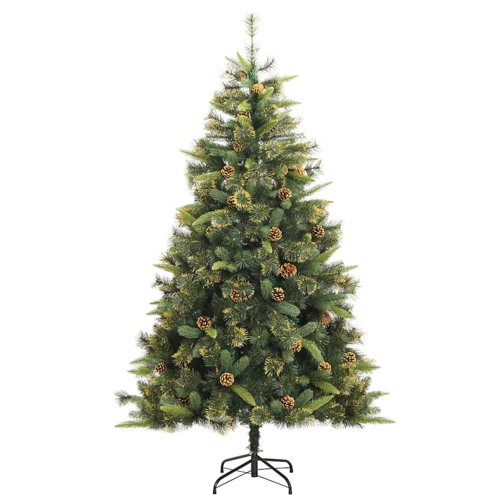 Sapin de Noël artificiel avec branches pliables et cônes 210 cm
