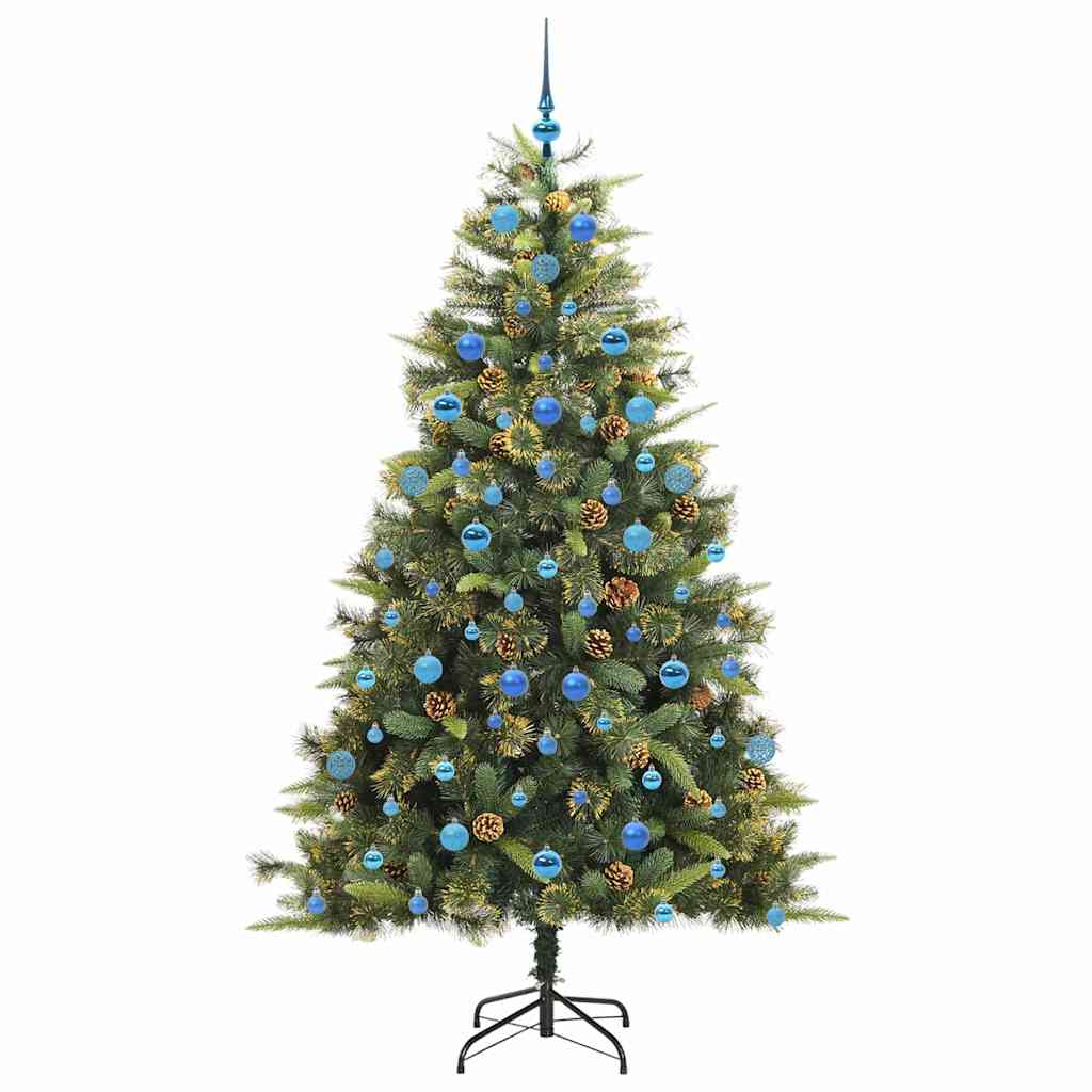Sapin de Noël artificiel avec branches pliables et cônes 210 cm