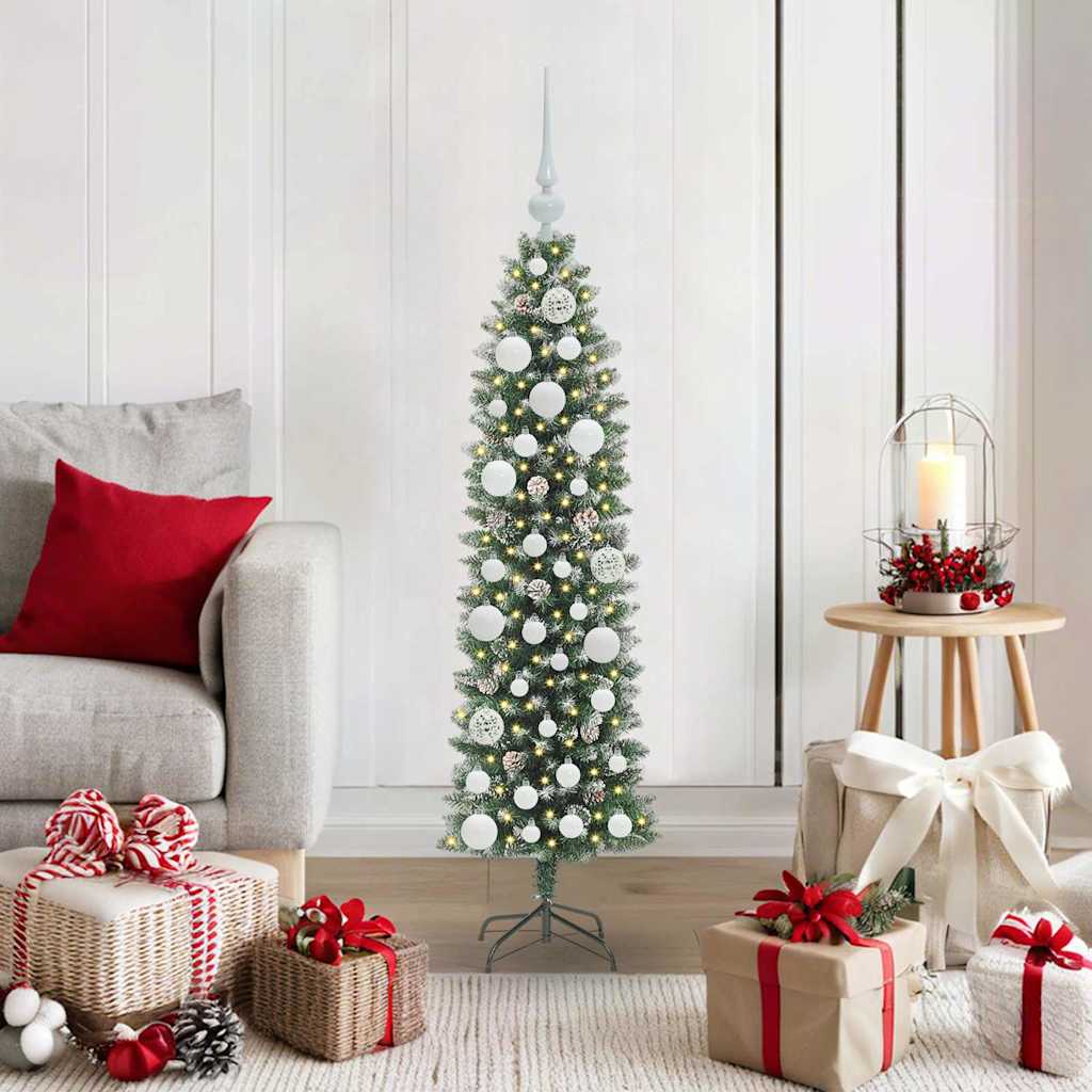 Arbre de Noël artificiel slim avec 150 LED Vert et blanc 120 cm - XIOS