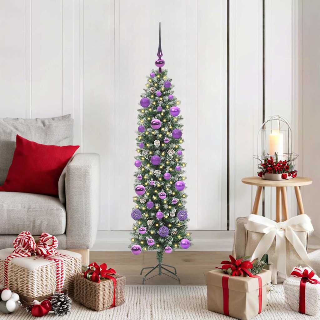 Arbre de Noël artificiel slim avec 150 LED Vert et blanc 120 cm - XIOS