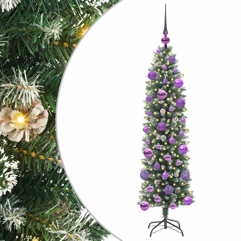 Arbre de Noël artificiel slim avec 150 LED Vert et blanc 120 cm - XIOS
