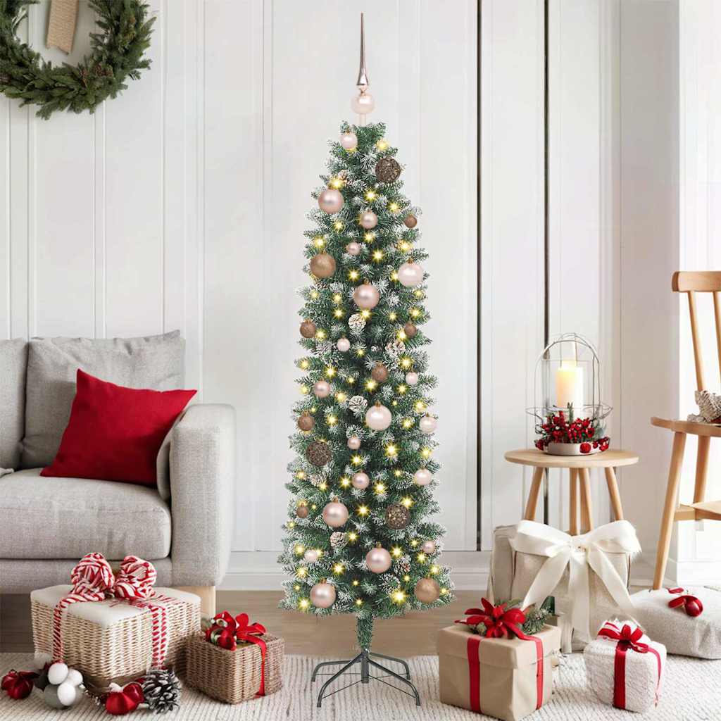 Arbre de Noël artificiel slim avec 150 LED Vert et blanc 150 cm - XIOS