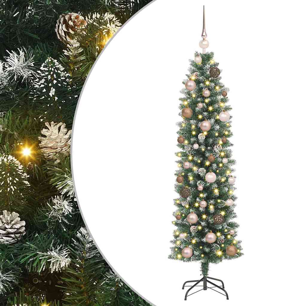 Arbre de Noël artificiel slim avec 150 LED Vert et blanc 150 cm - XIOS
