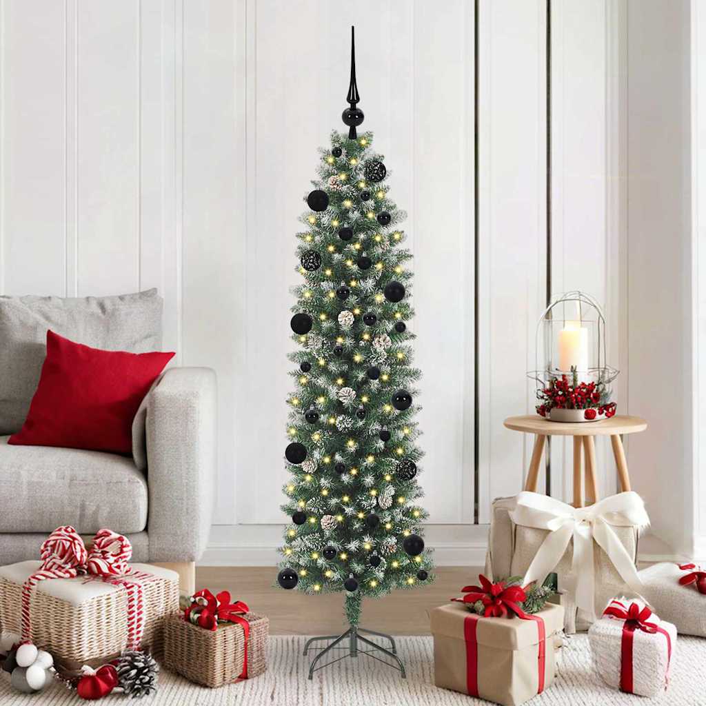 Arbre de Noël artificiel slim avec 150 LED Vert et blanc 150 cm - XIOS