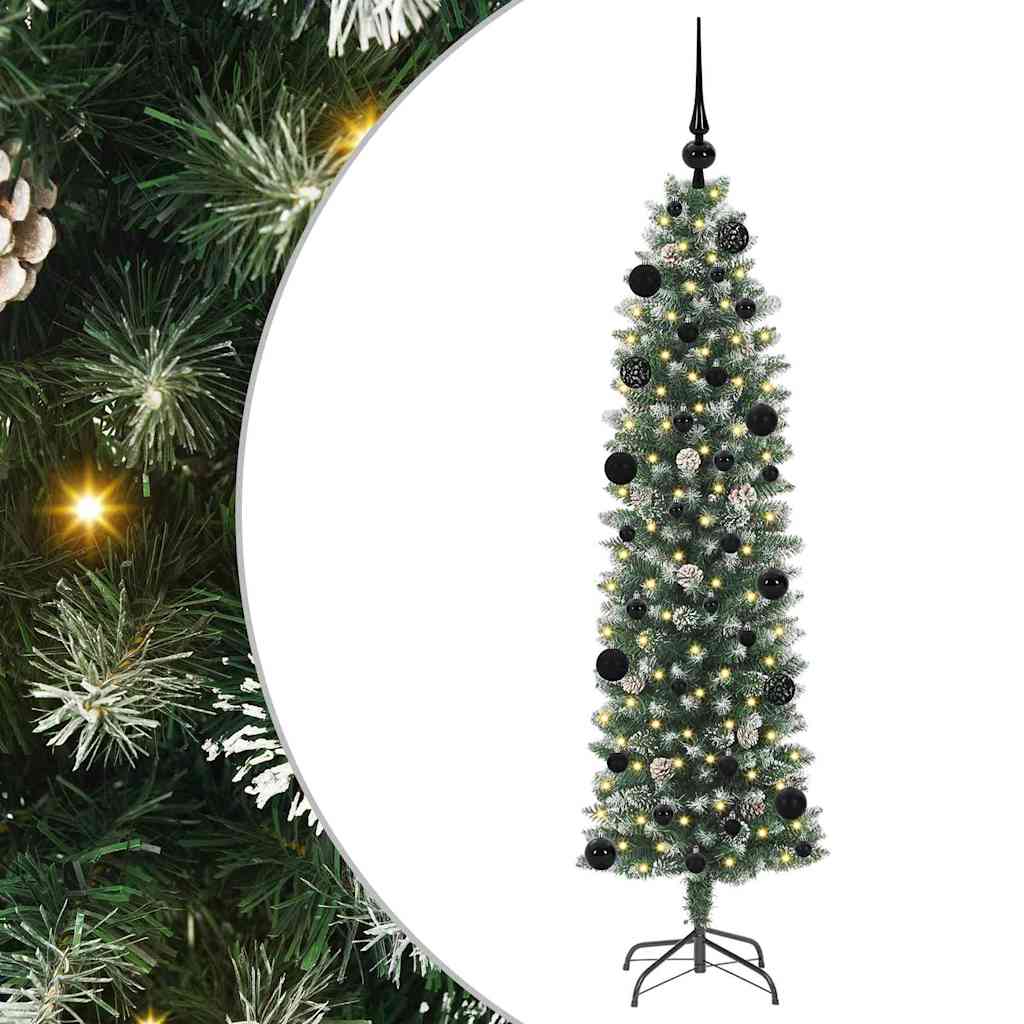 Arbre de Noël artificiel slim avec 150 LED Vert et blanc 150 cm - XIOS