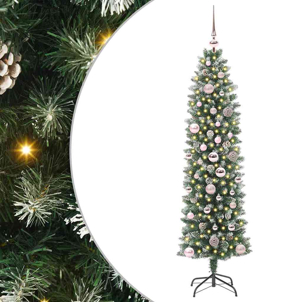 Arbre de Noël artificiel slim avec 150 LED Vert et blanc 150 cm - XIOS