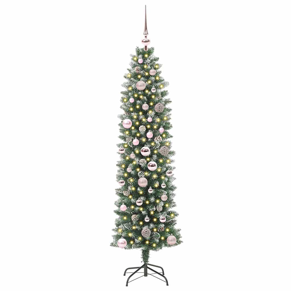 Arbre de Noël artificiel slim avec 150 LED Vert et blanc 150 cm - XIOS