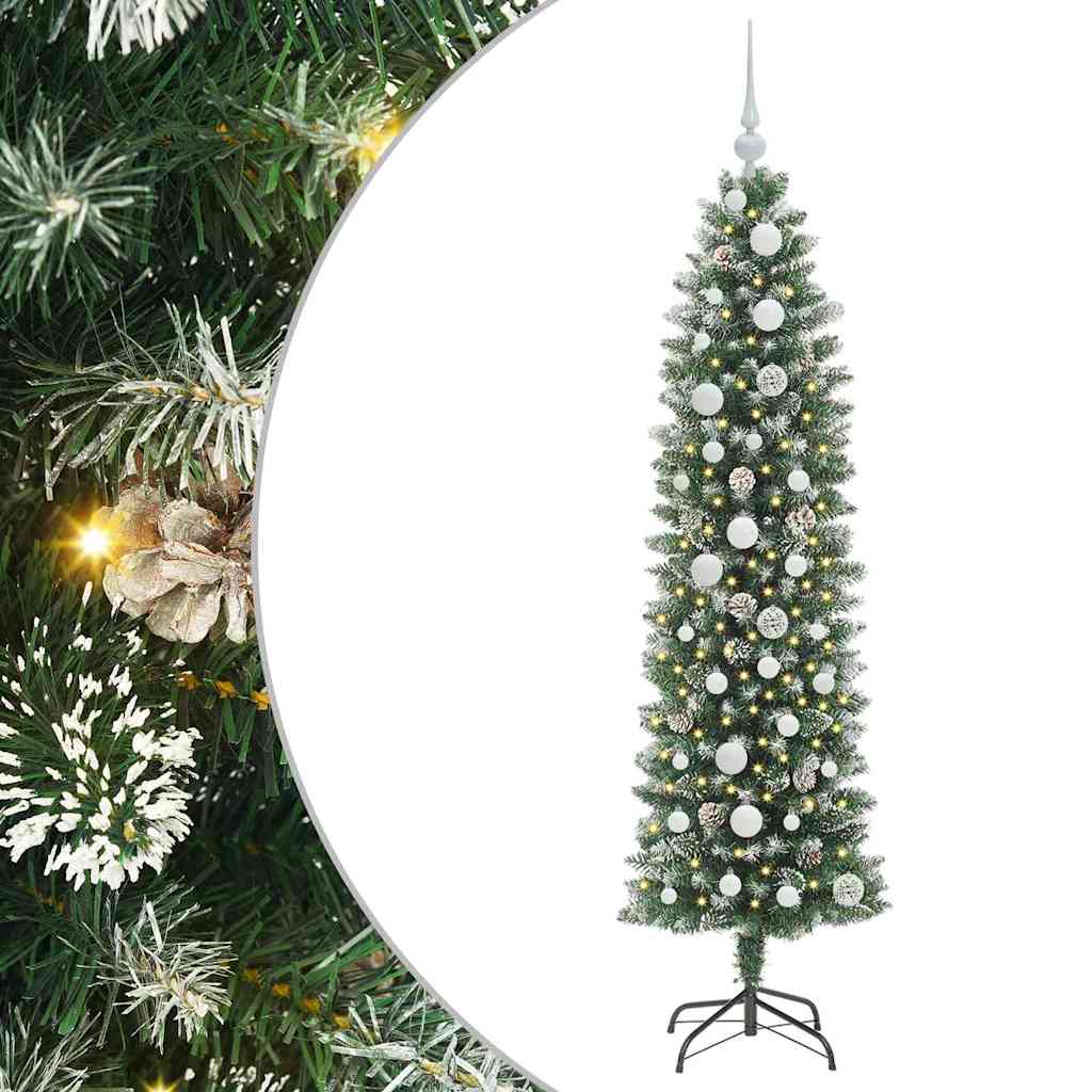 Arbre de Noël artificiel slim avec 150 LED Vert et blanc 150 cm - XIOS