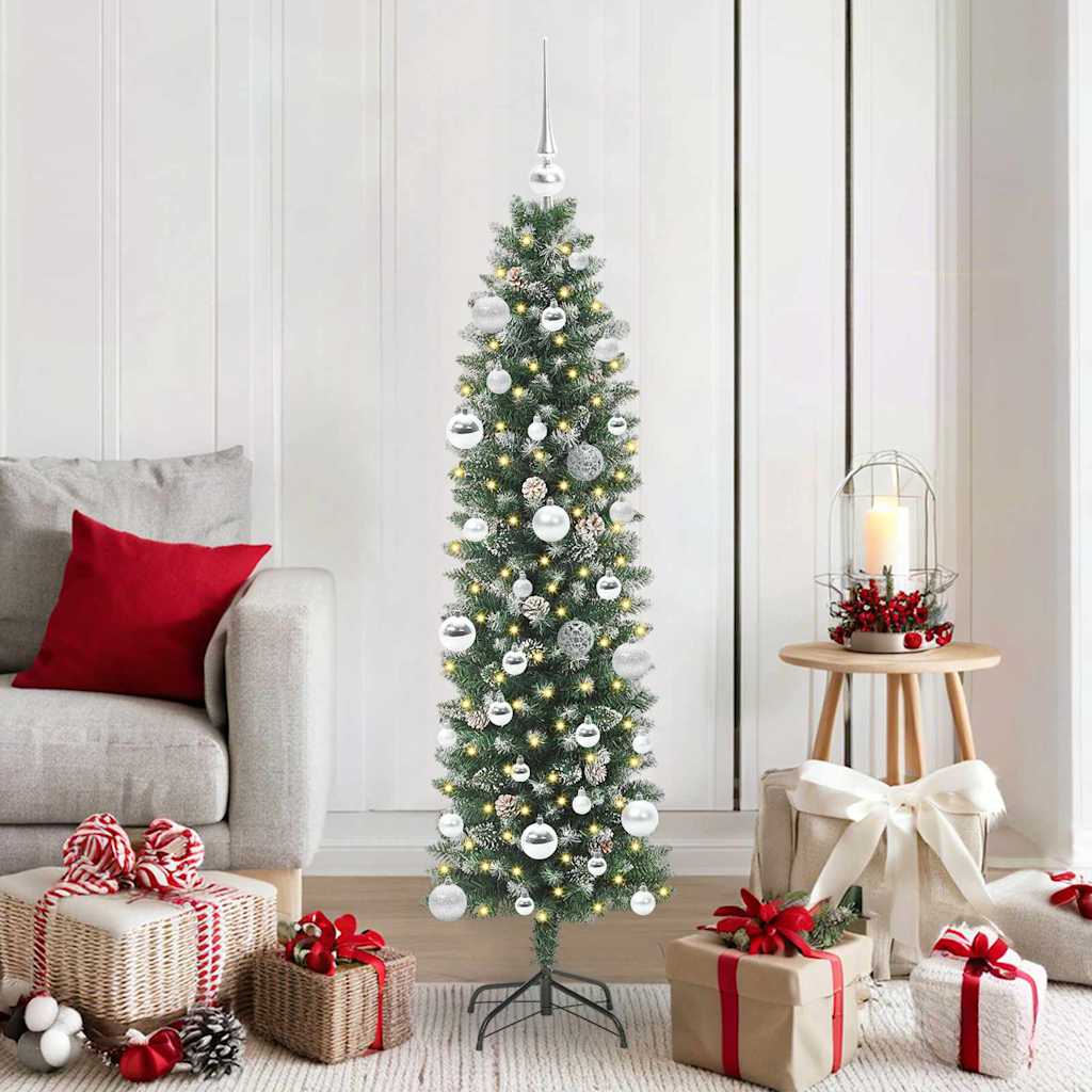 Arbre de Noël artificiel slim avec 150 LED Vert et blanc 150 cm - XIOS
