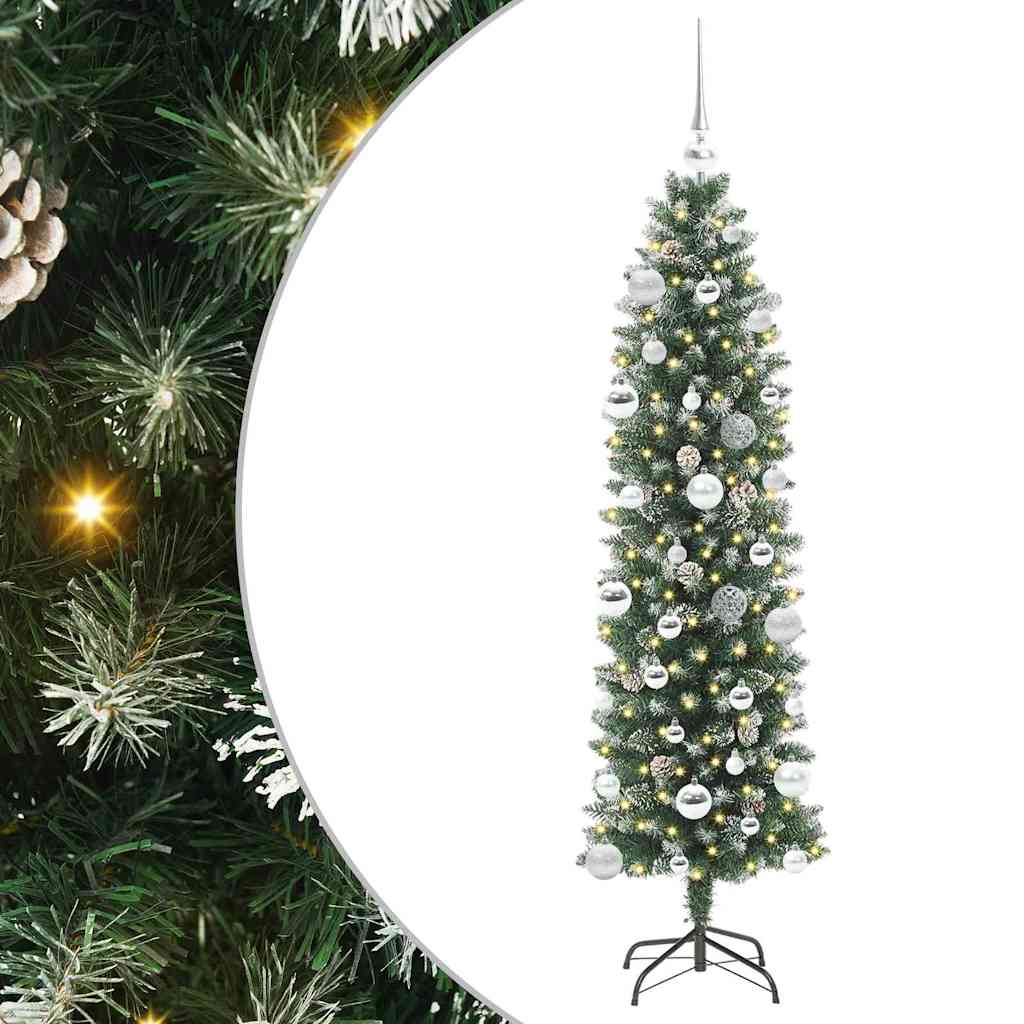 Arbre de Noël artificiel slim avec 150 LED Vert et blanc 150 cm - XIOS