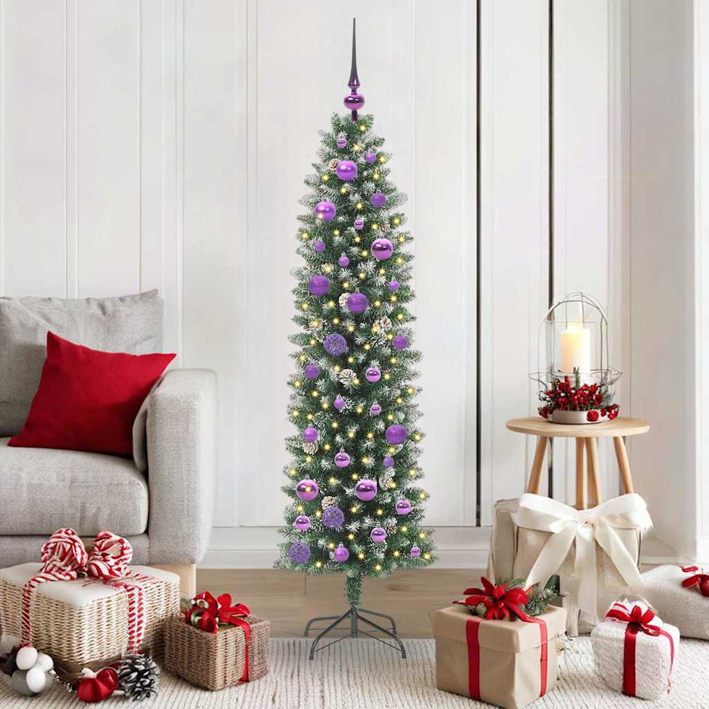 Arbre de Noël artificiel slim avec 150 LED Vert et blanc 150 cm - XIOS