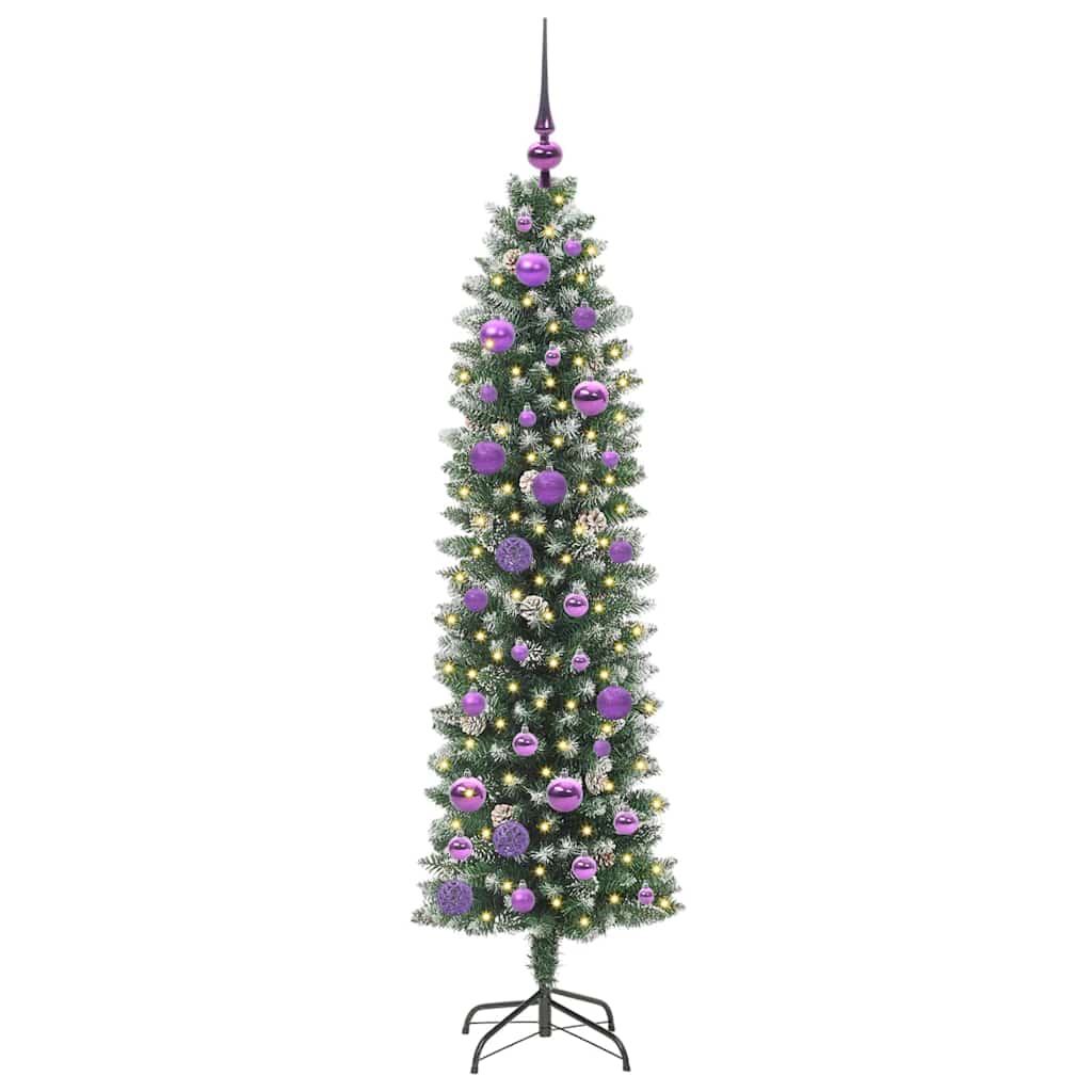 Arbre de Noël artificiel slim avec 150 LED Vert et blanc 150 cm - XIOS