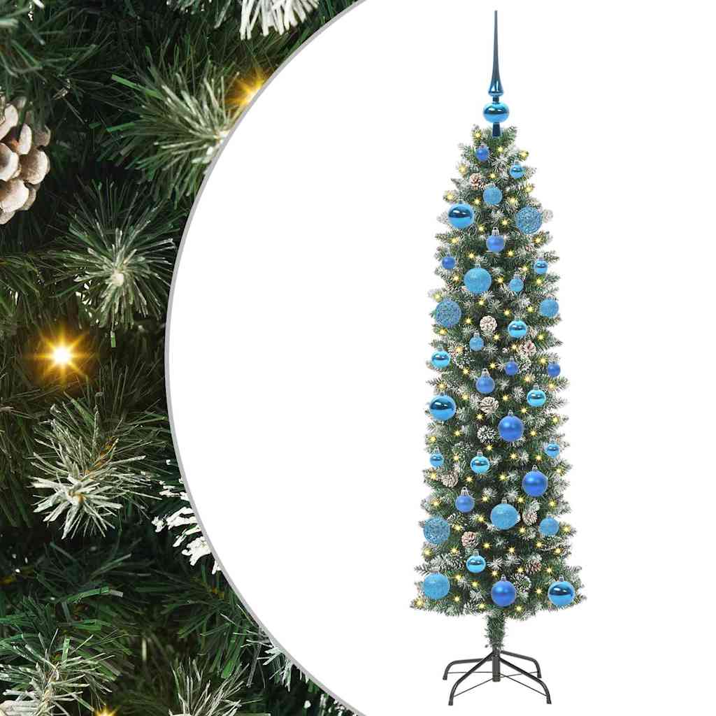 Arbre de Noël artificiel slim avec 150 LED Vert et blanc 150 cm - XIOS