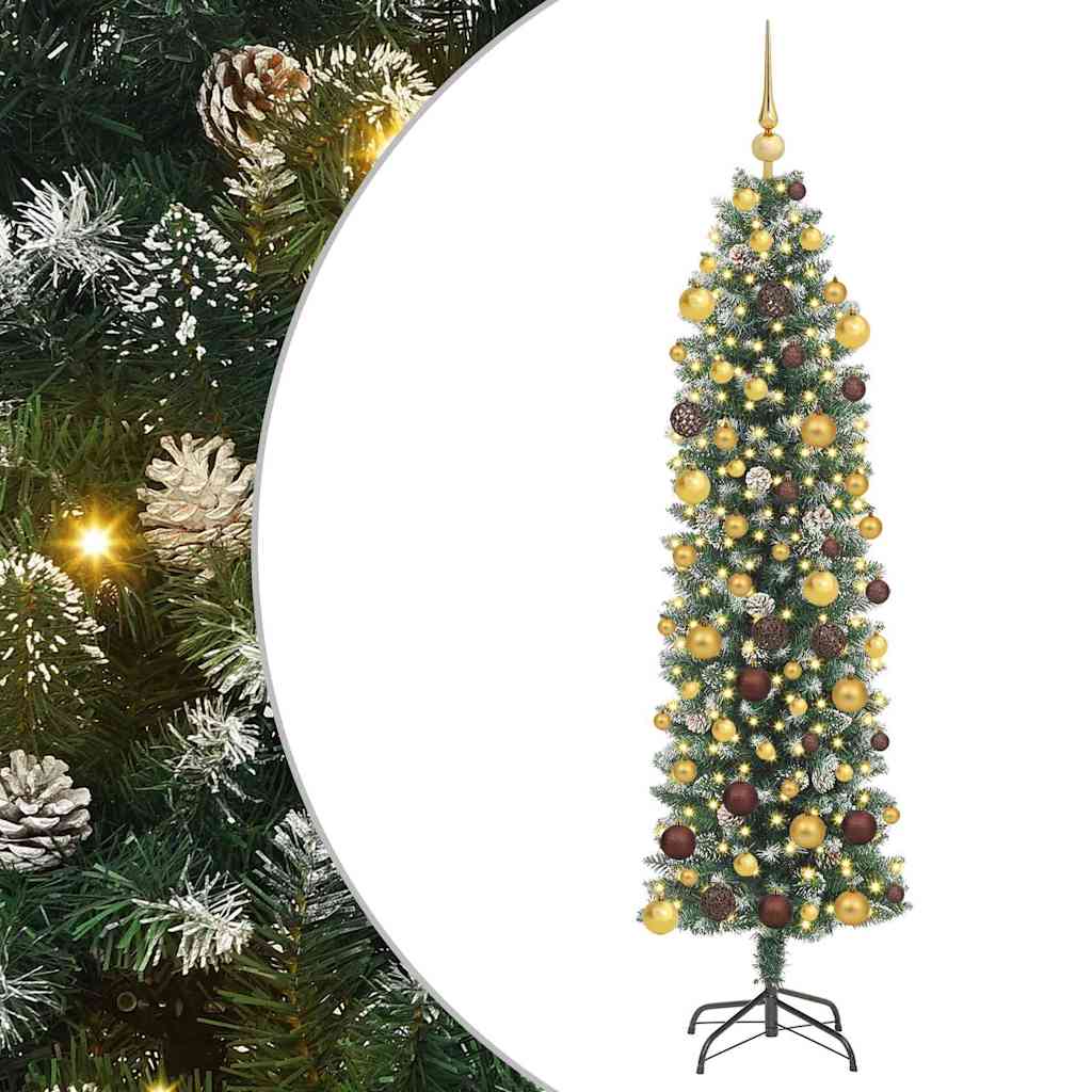 Arbre de Noël artificiel slim avec 300 LED Vert et blanc 180 cm - XIOS