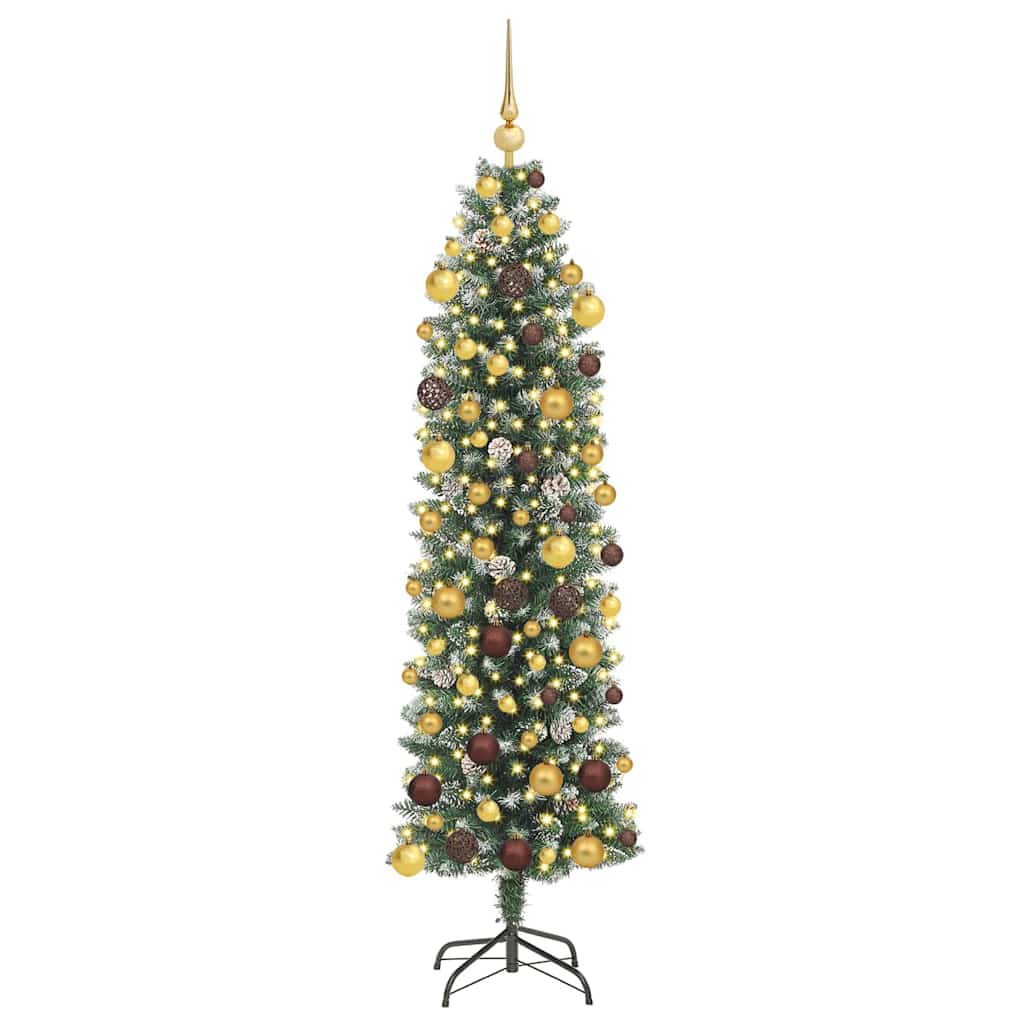 Arbre de Noël artificiel slim avec 300 LED Vert et blanc 180 cm - XIOS