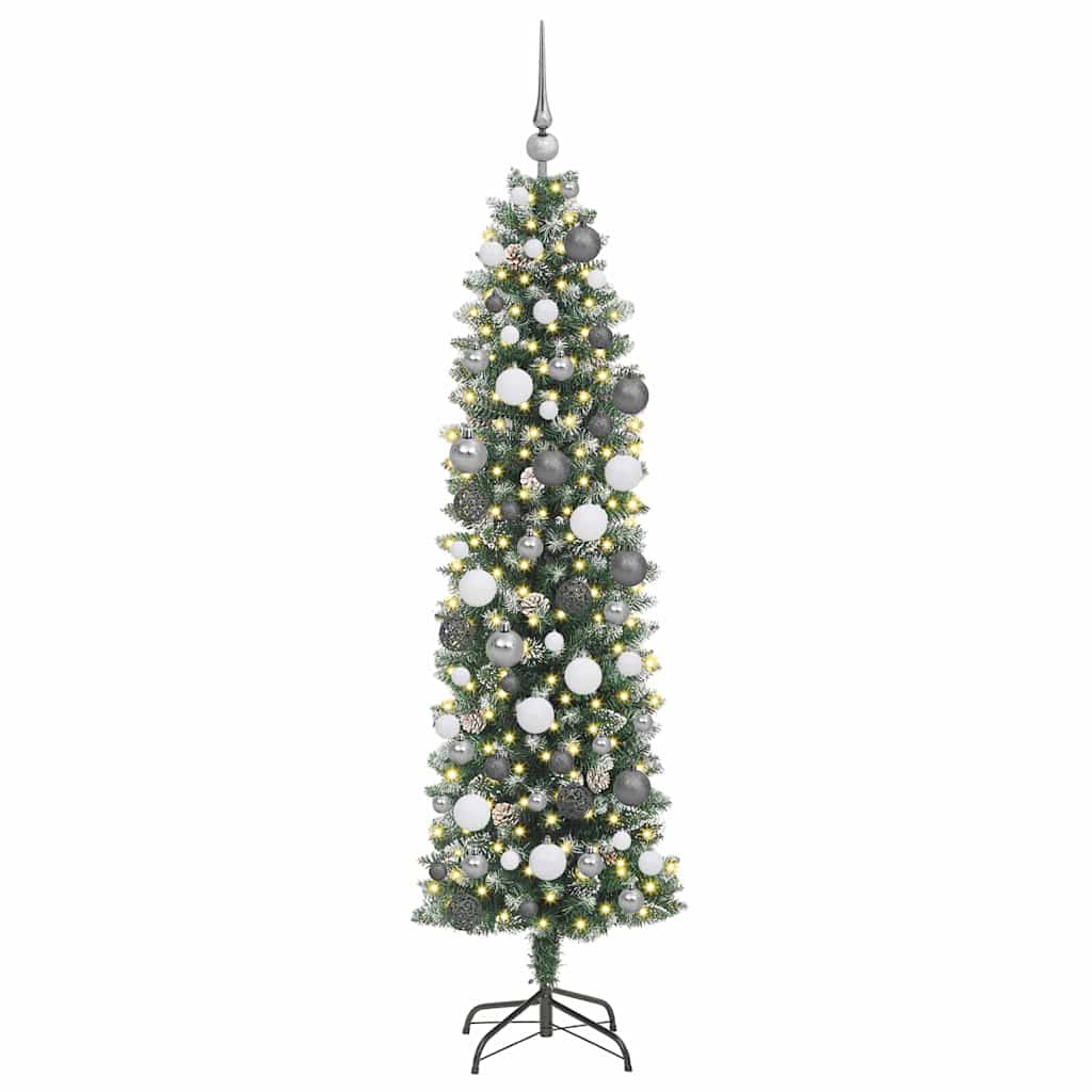 Arbre de Noël artificiel slim avec 300 LED Vert et blanc 180 cm - XIOS