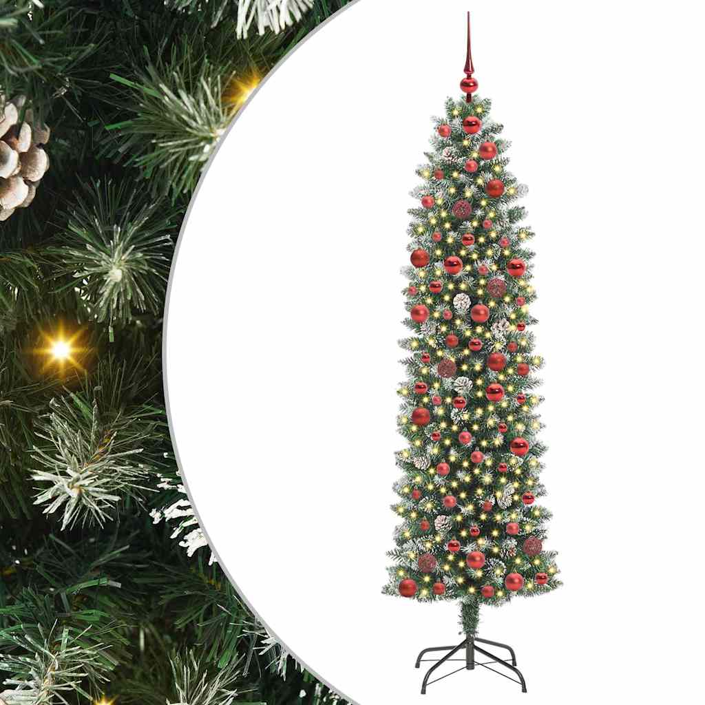 Arbre de Noël artificiel slim avec 300 LED Vert et blanc 180 cm - XIOS