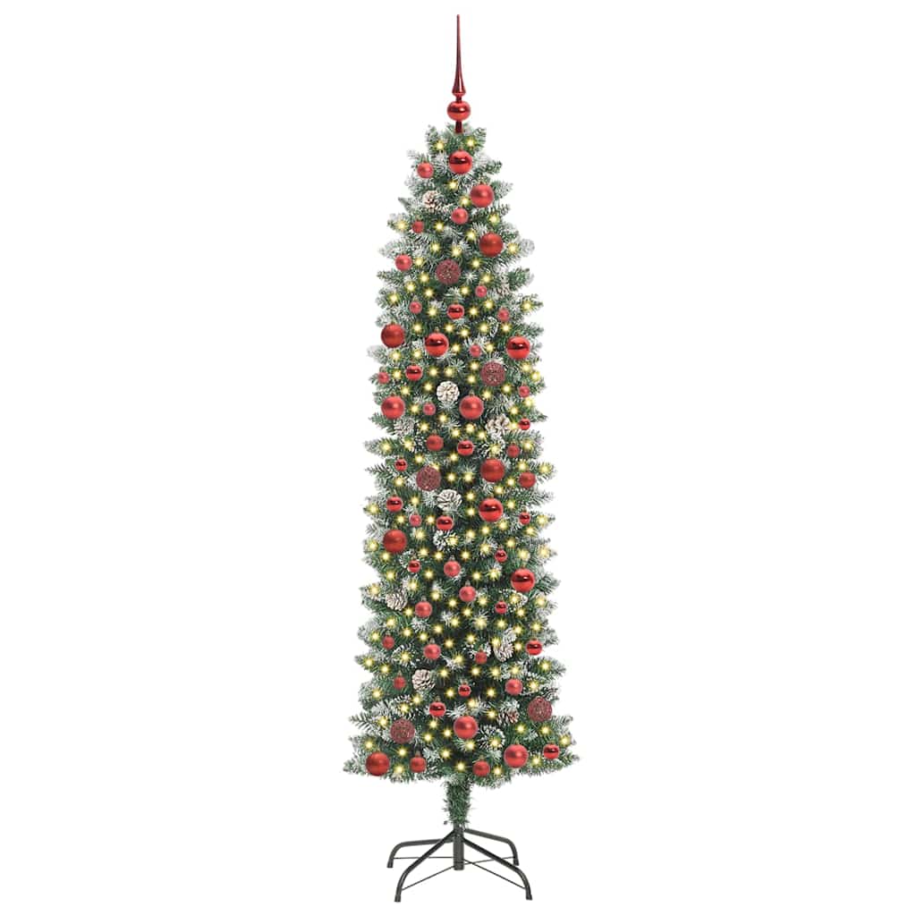 Arbre de Noël artificiel slim avec 300 LED Vert et blanc 180 cm - XIOS