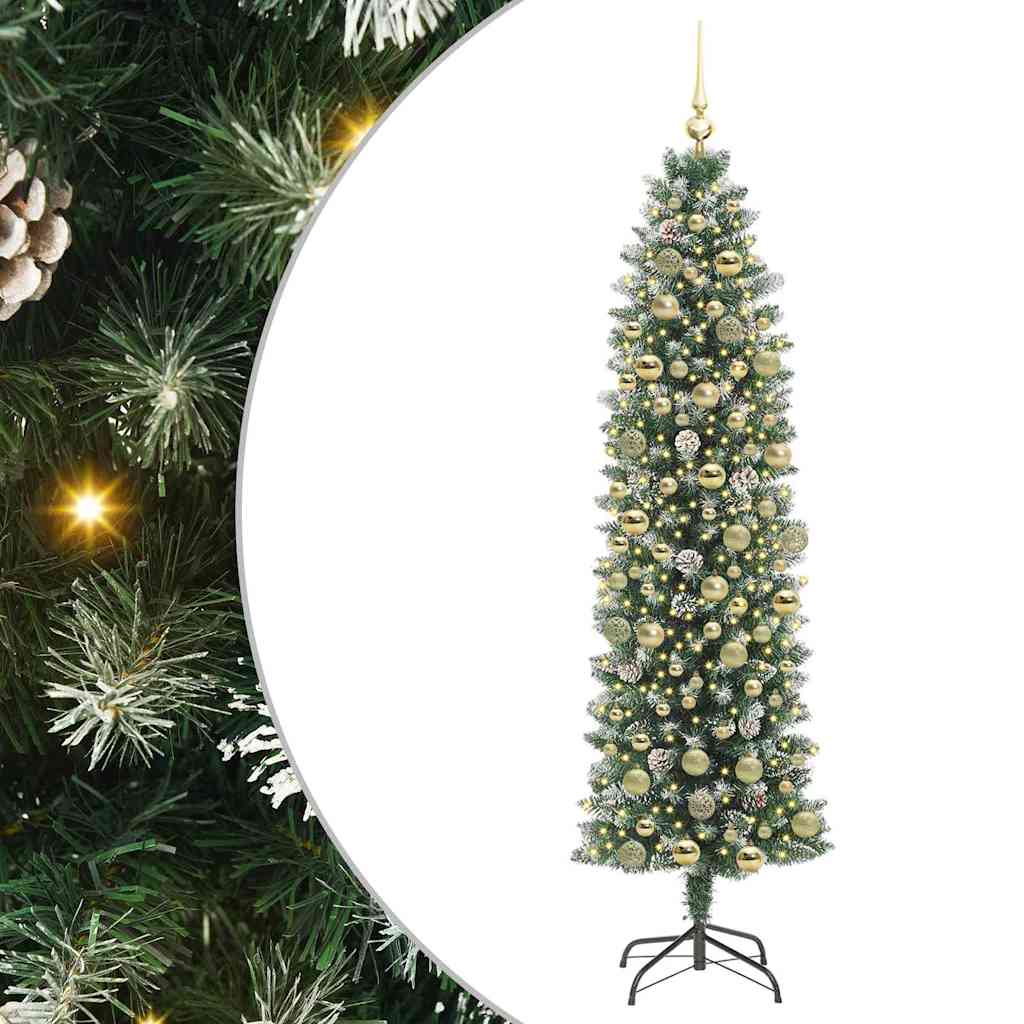 Arbre de Noël artificiel slim avec 300 LED Vert et blanc 180 cm - XIOS