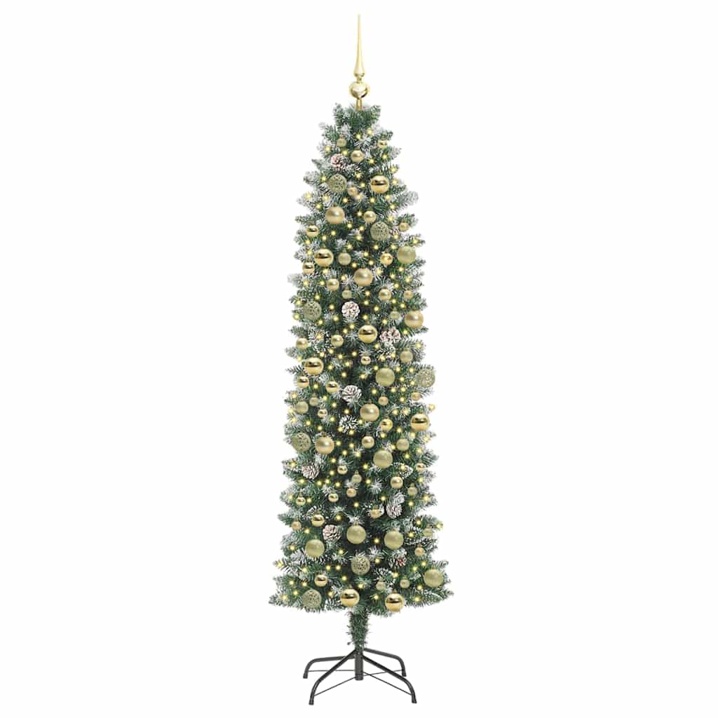 Arbre de Noël artificiel slim avec 300 LED Vert et blanc 180 cm - XIOS