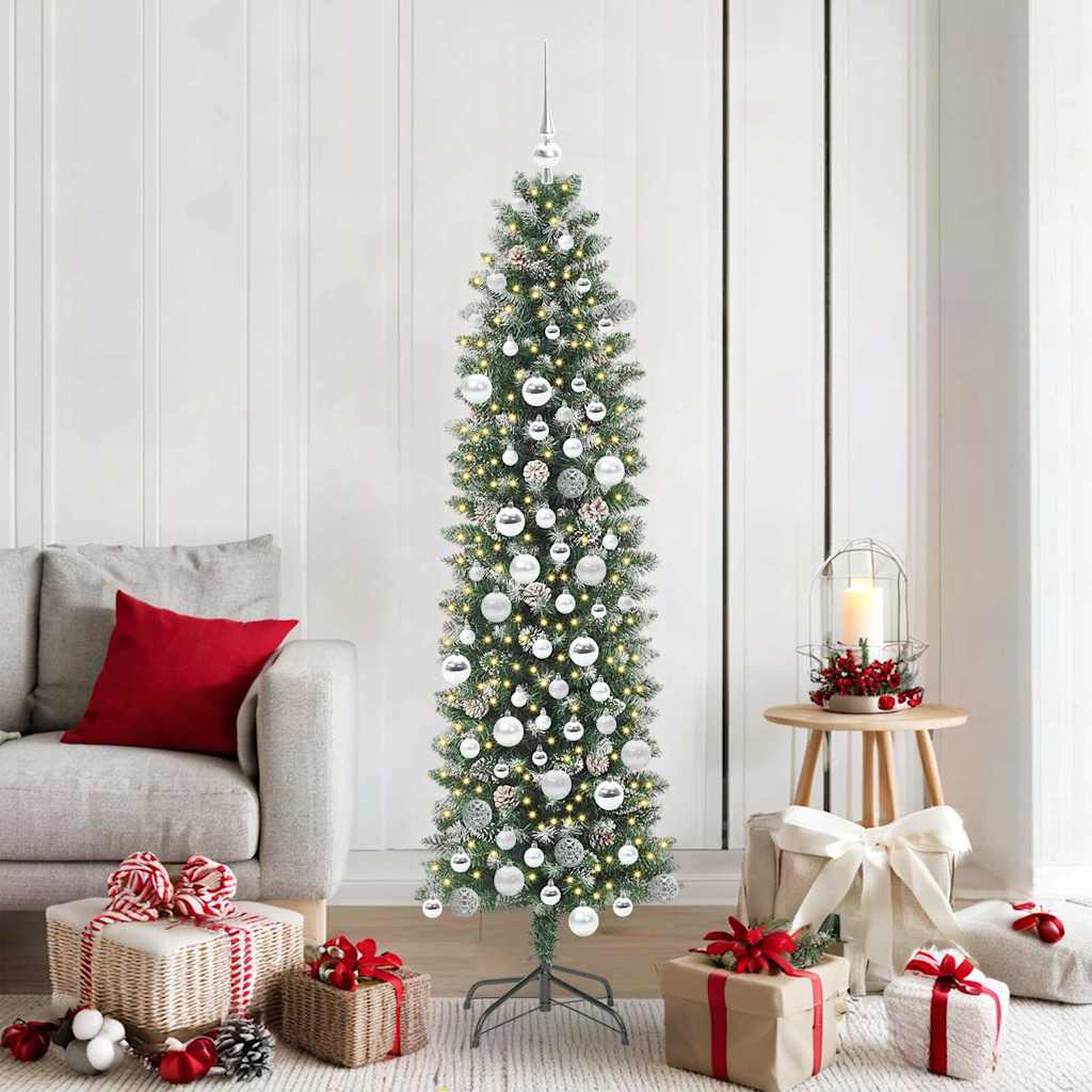 Arbre de Noël artificiel slim avec 300 LED Vert et blanc 180 cm - XIOS