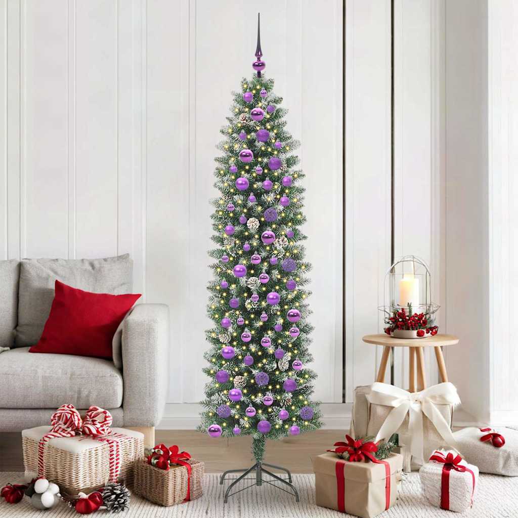Arbre de Noël artificiel slim avec 300 LED Vert et blanc 180 cm - XIOS
