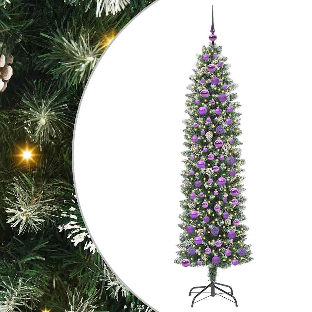 Arbre de Noël artificiel slim avec 300 LED Vert et blanc 180 cm - XIOS