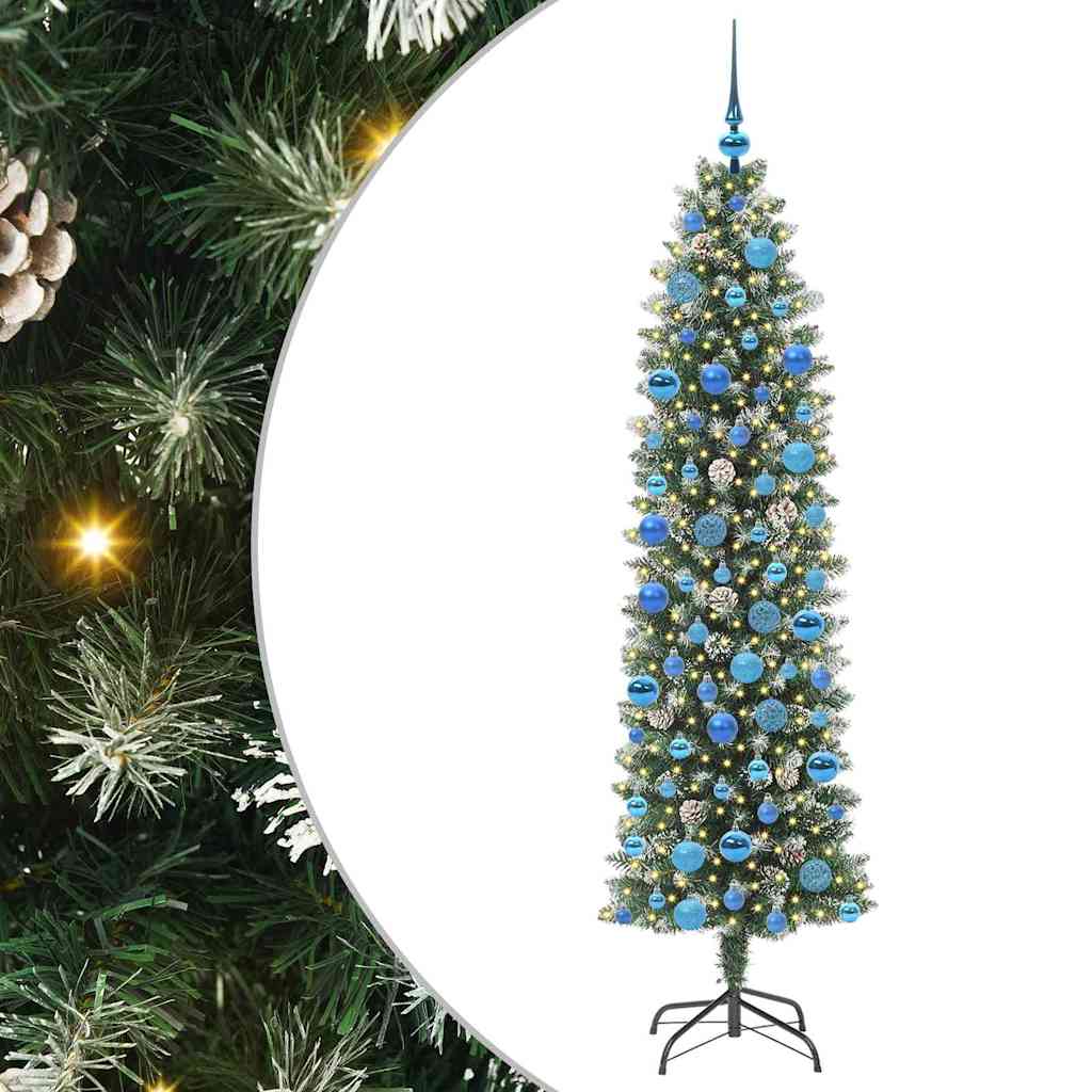 Arbre de Noël artificiel slim avec 300 LED Vert et blanc 180 cm - XIOS