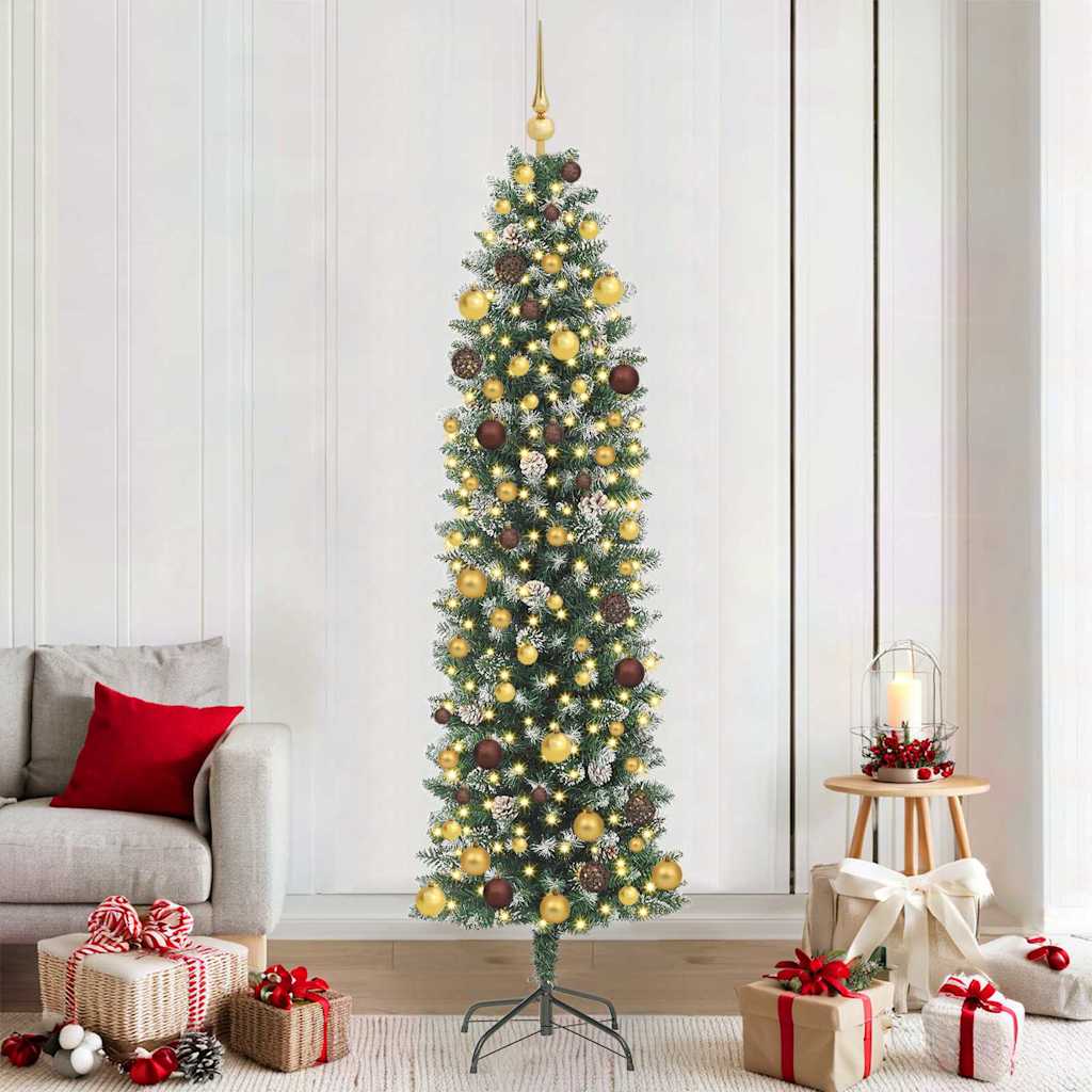 Arbre de Noël artificiel slim avec 300 LED Vert et blanc 210 cm - XIOS