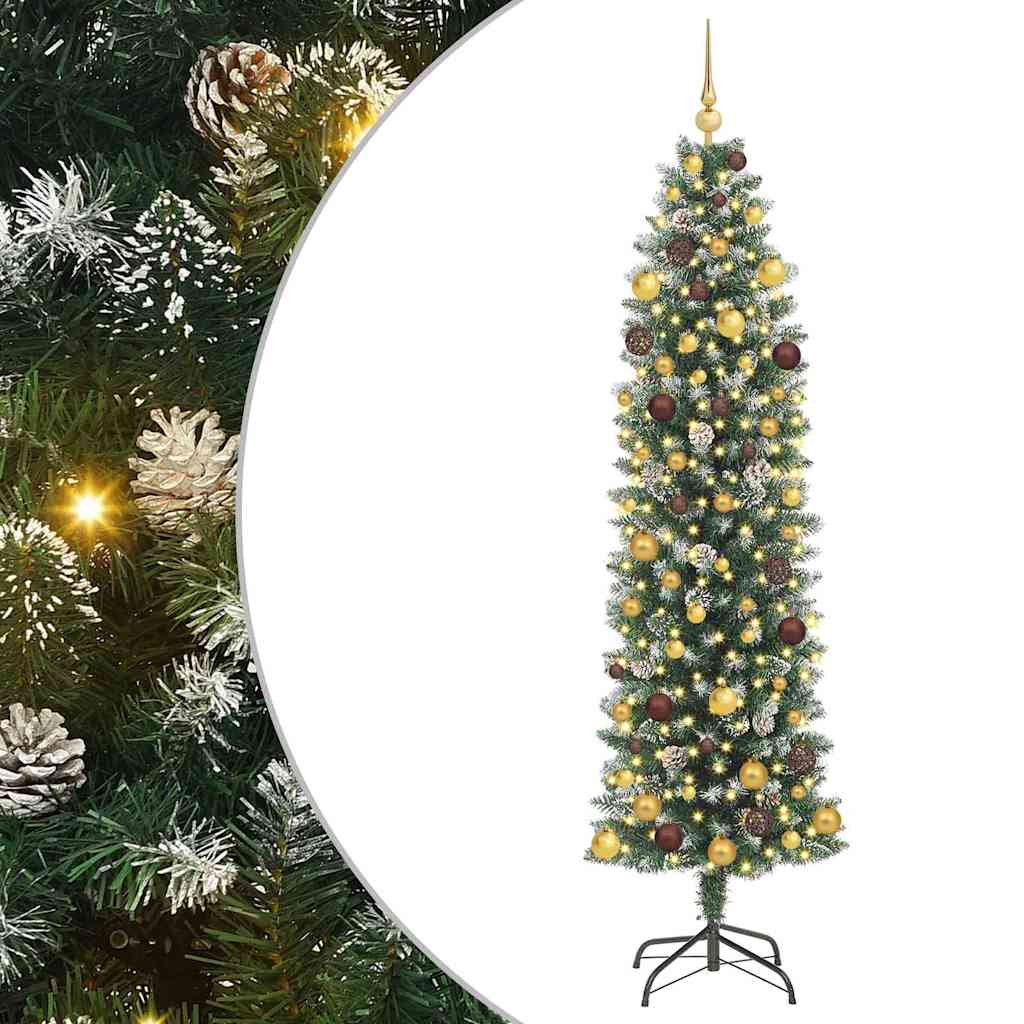 Arbre de Noël artificiel slim avec 300 LED Vert et blanc 210 cm - XIOS