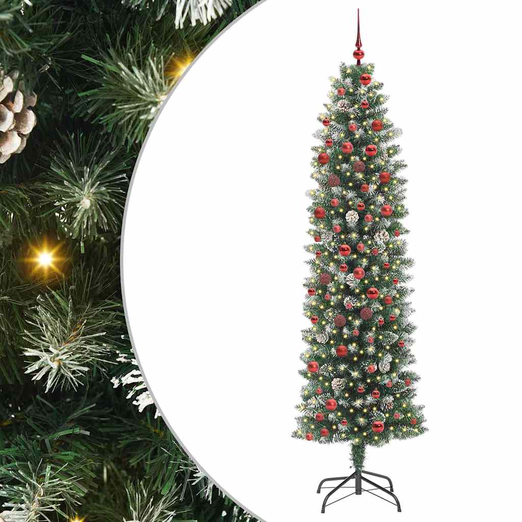 Arbre de Noël artificiel slim avec 300 LED Vert et blanc 210 cm - XIOS