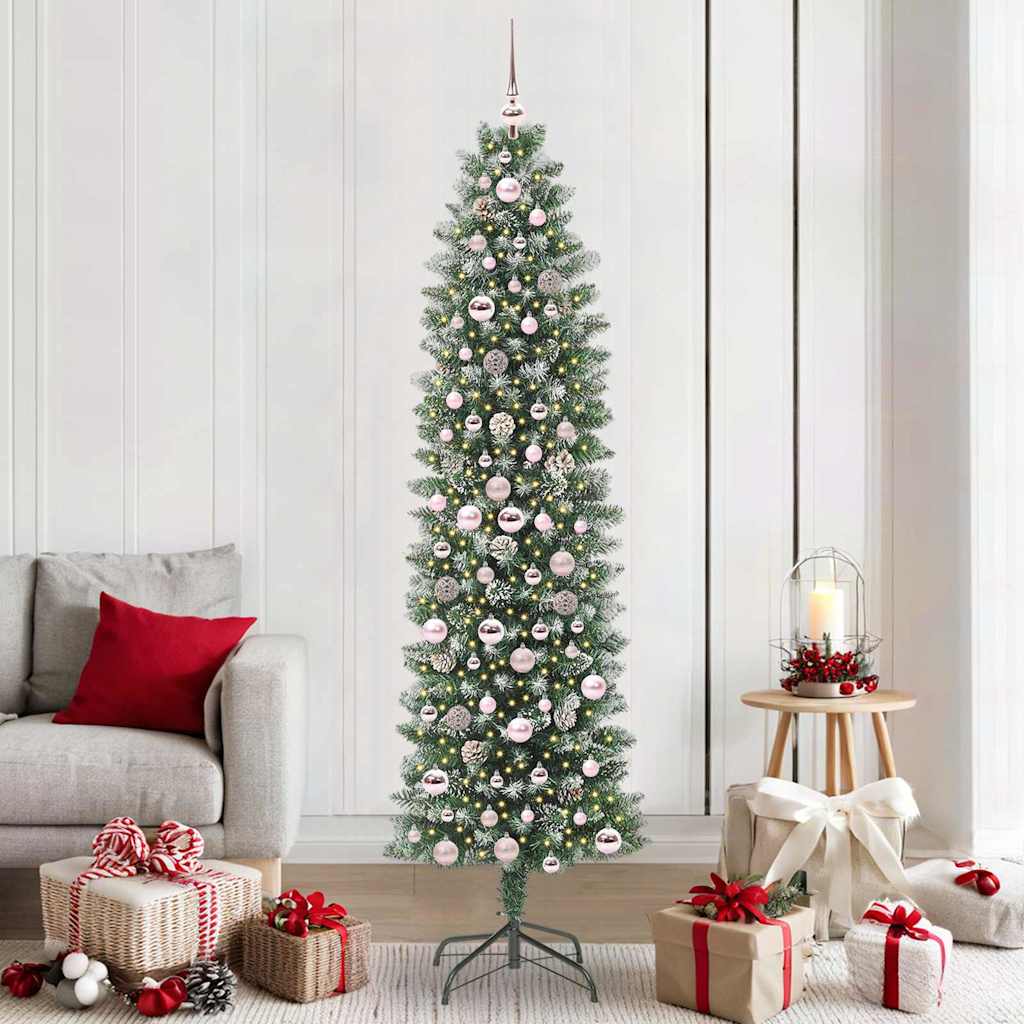 Arbre de Noël artificiel slim avec 300 LED Vert et blanc 210 cm - XIOS