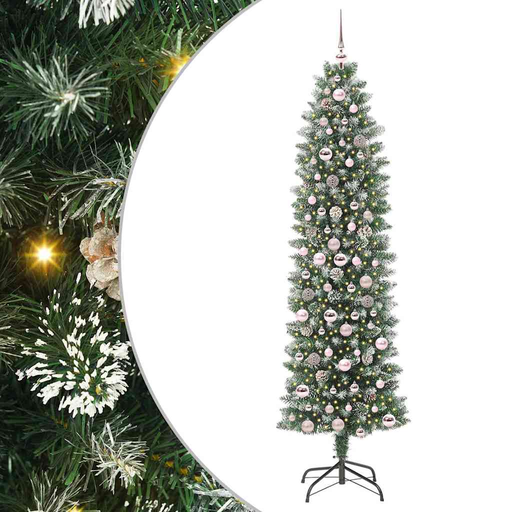 Arbre de Noël artificiel slim avec 300 LED Vert et blanc 210 cm - XIOS