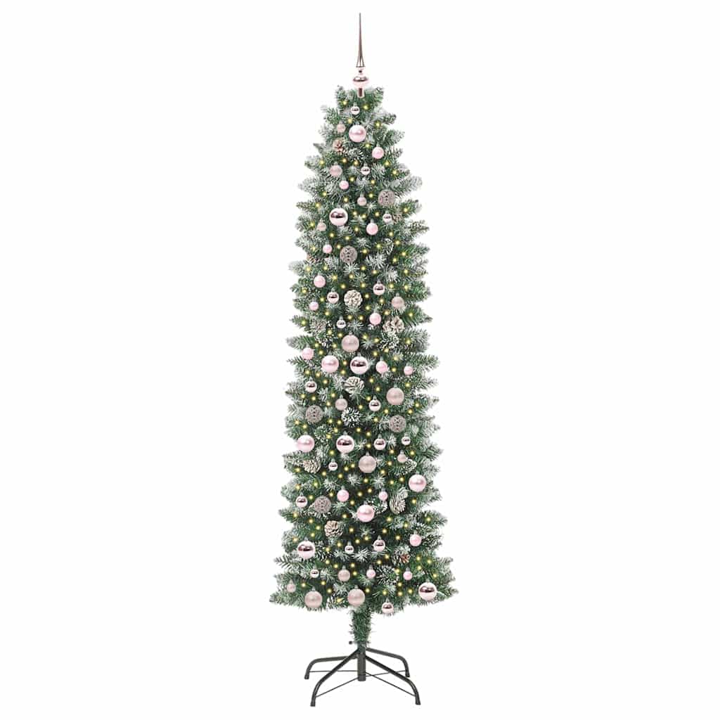 Arbre de Noël artificiel slim avec 300 LED Vert et blanc 210 cm - XIOS