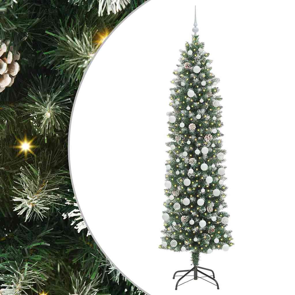 Arbre de Noël artificiel slim avec 300 LED Vert et blanc 210 cm - XIOS