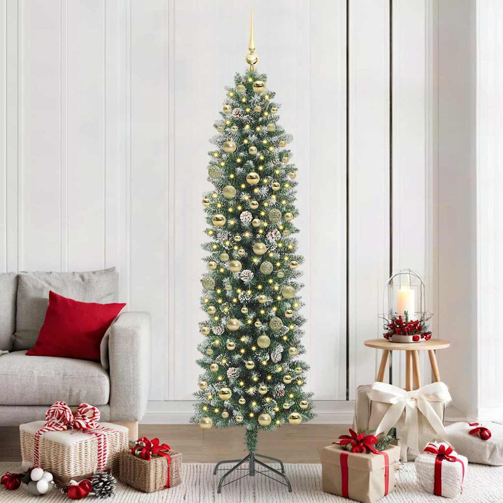 Arbre de Noël artificiel slim avec 300 LED Vert et blanc 210 cm - XIOS
