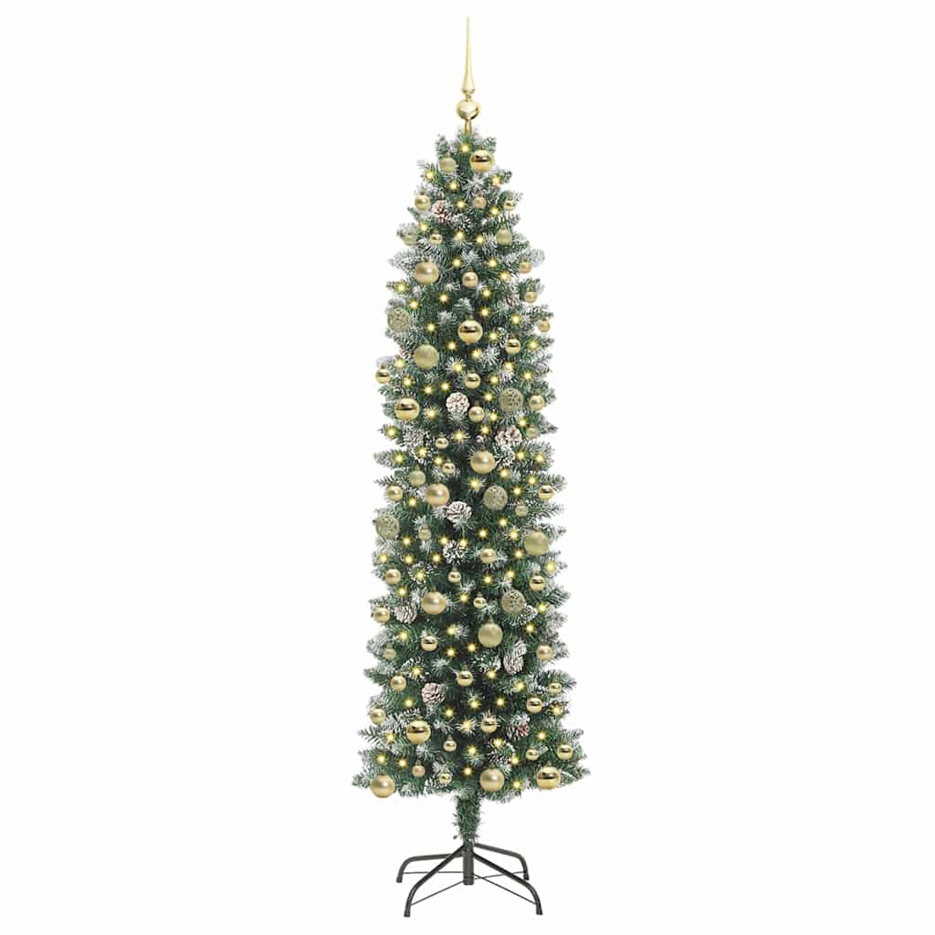 Arbre de Noël artificiel slim avec 300 LED Vert et blanc 210 cm - XIOS
