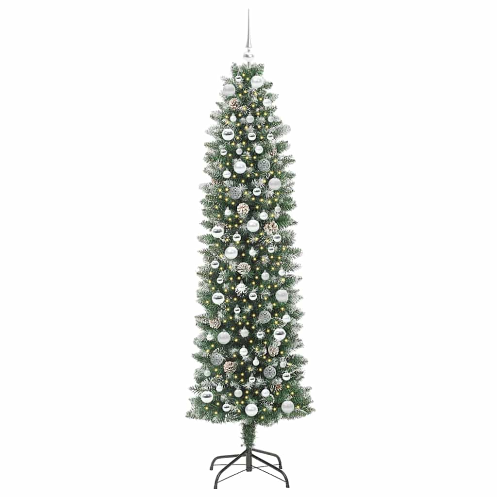 Arbre de Noël artificiel slim avec 300 LED Vert et blanc 210 cm - XIOS